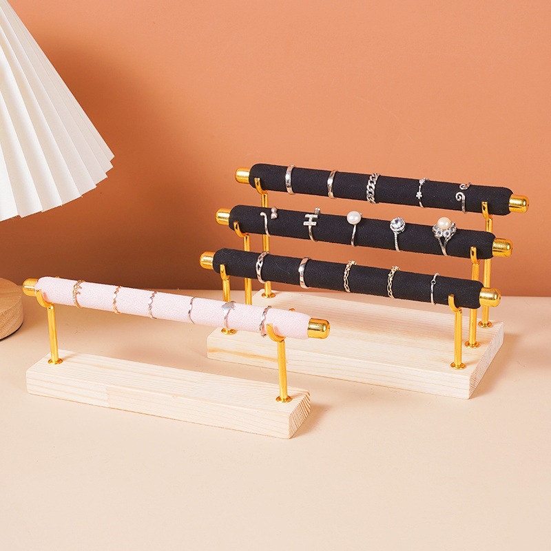 Solid Wood Ring Display Rack Light Luxury Style Jewelry Rack Ring Stepped Display Rack Jewelry Night Market Stall Props