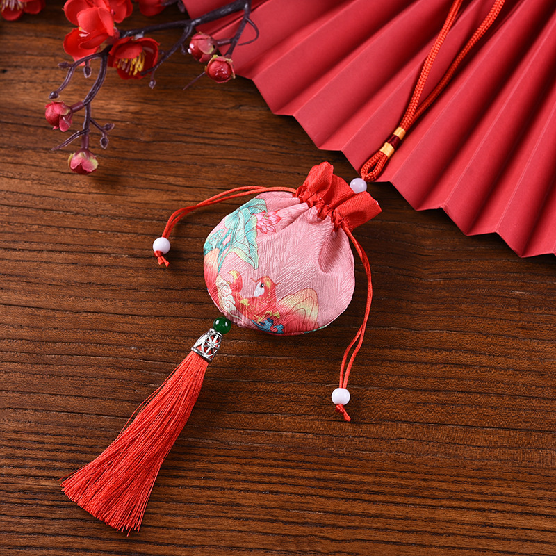 Printed semicircle Chinese style big red [empty bag]