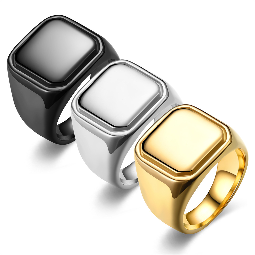 19g Weight Retro Classic Style Geometric Customization Laser Engraving Titanium Steel Polishing Plating Men's Rings Men Band Rings