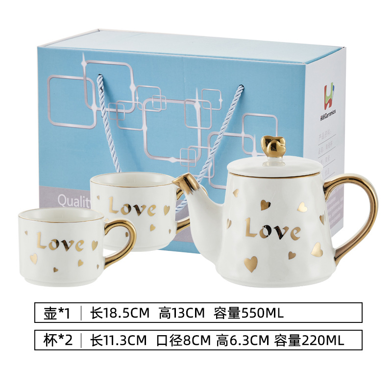 Ins tetera de cerámica taza regalo del día de san valentín amazon venta caliente juego de té taza de té traje sala de estar casa