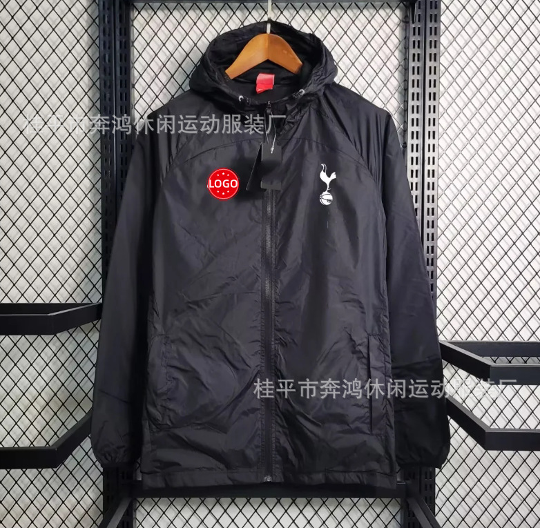 2526 chaqueta de fútbol con capuz nueva chaqueta de calentamiento a prueba de viento Barcelona Arsenal Real Madrid Manchester United chaqueta deportiva