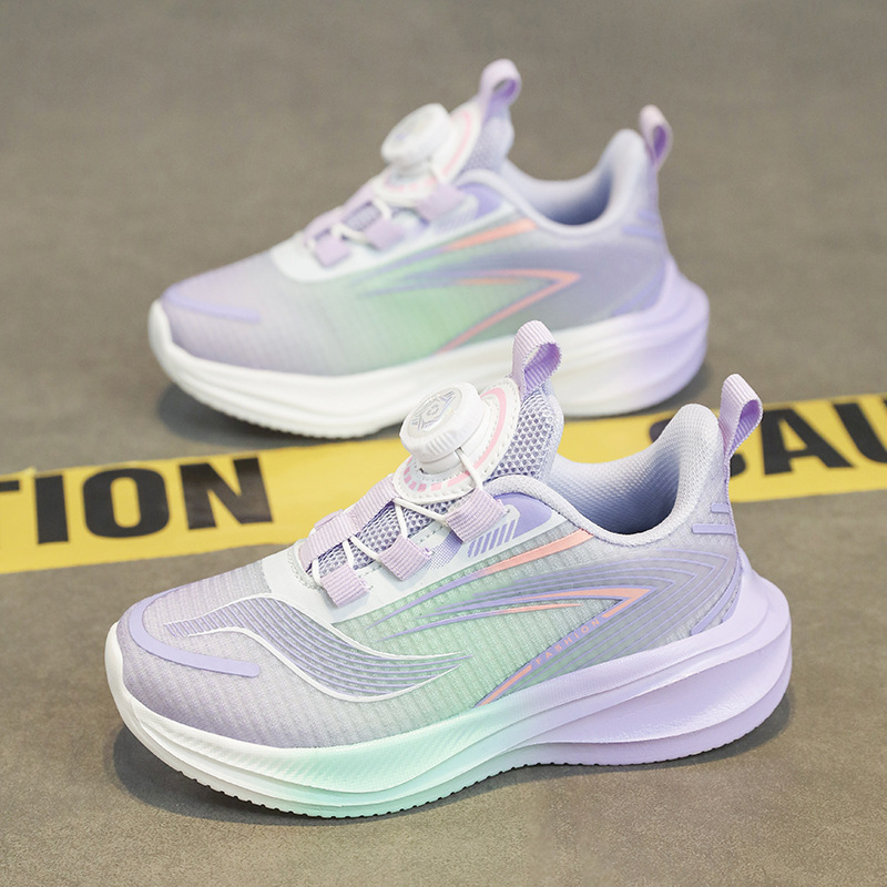 Zapatos para niños primavera y verano nuevos zapatos deportivos para niños zapatos de entrenamiento de paso de malla para niñas con hebilla giratoria para niños grandes