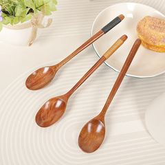 創意家居 日韓木質攪拌勺23.5*4cm 直柄湯勺纏線木勺批發