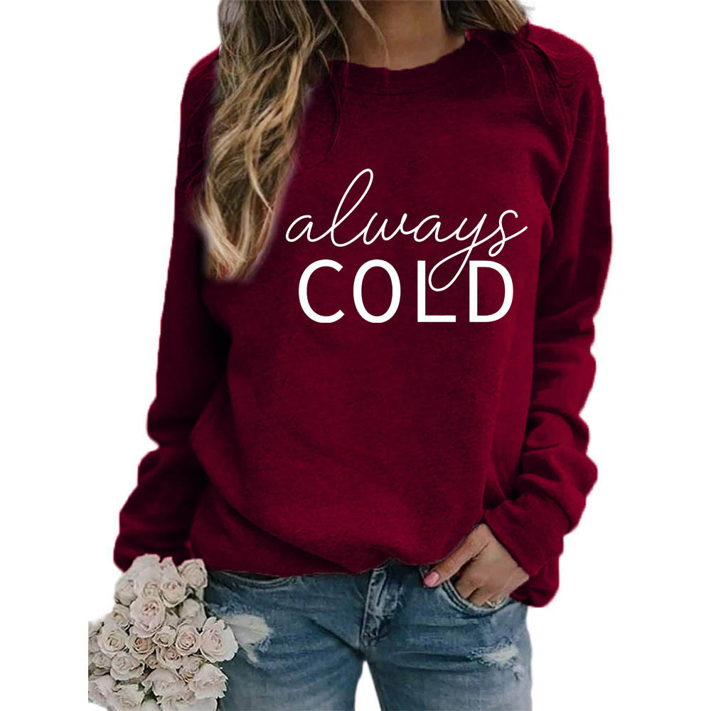 Comercio exterior transfronterizo suministro europeo y americano FRÍO impreso cuello redondo más tamaño europeo suelta casual Otoño e Invierno de las mujeres
