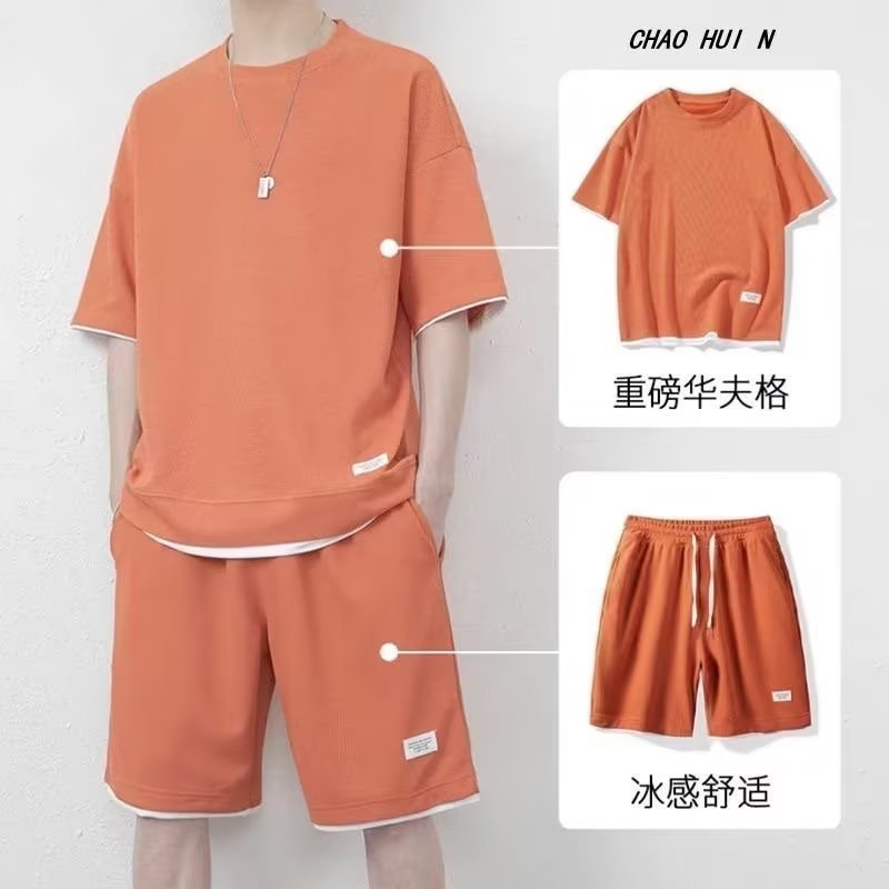 Men's Casual Suit Fashionable Summer Thin Sports Men's Fashion Men's Clothes Set with Handsome Short Sleeve