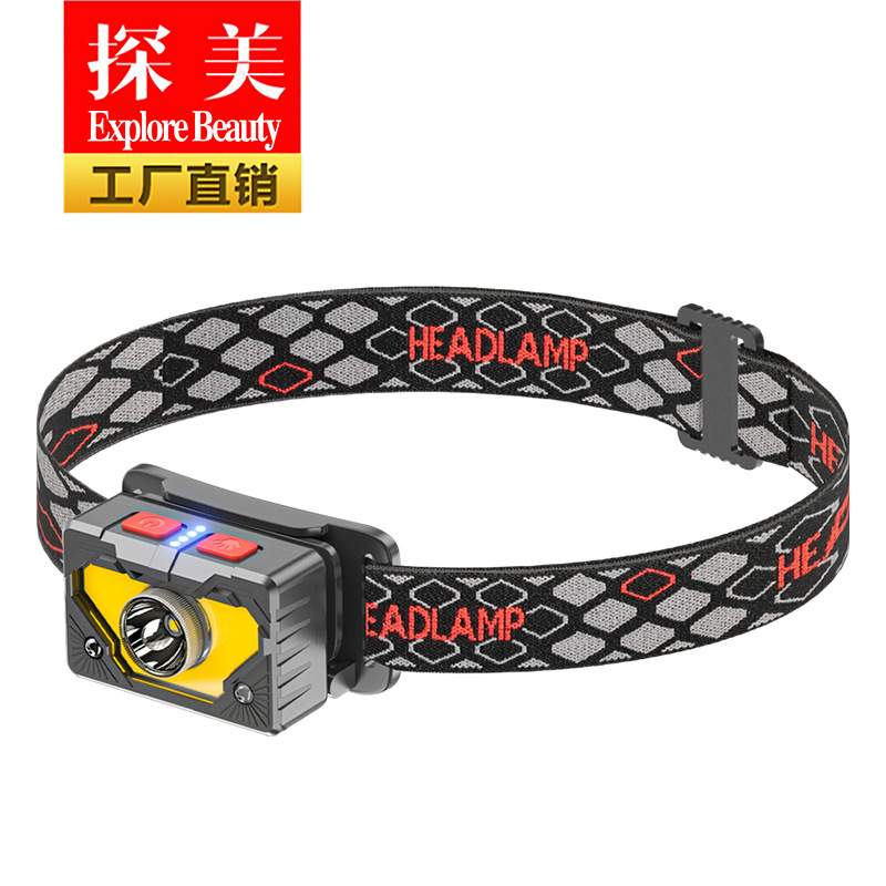 新款XPG强光夜钓感应小头灯 LED充电带磁铁户外多工能轻型泛光灯|ms