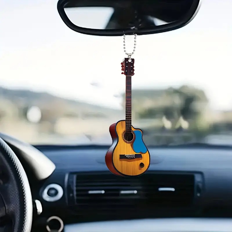 Guitarra de moda creativa colgante de automóvil nuevo acrílico plano transfronterizo espejo retrovisor interior decoración colgante mochila image 1