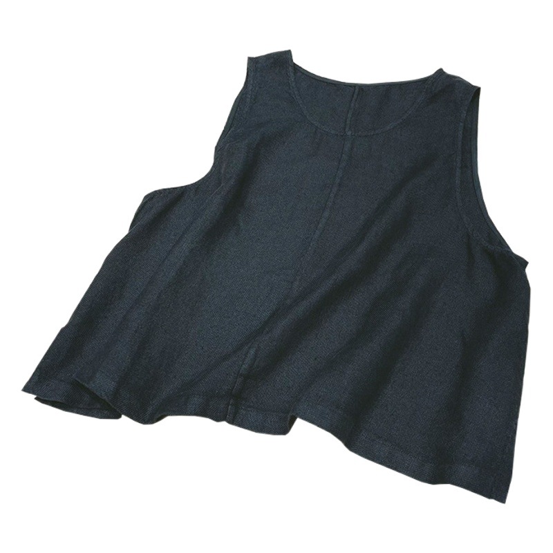 Sumachi 24 verano retro perezoso suelto chaleco de lino puro para mujer chaleco sin mangas de todo fósforo literario image 1