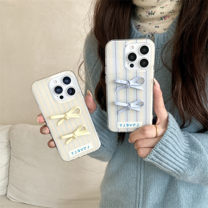 Fresh Art ins pajarita de tela en polvo brillante se adapta a iphone15/16ProMax funda para teléfono móvil Apple 14 mujer