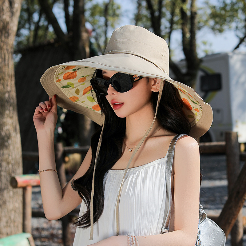 漁夫帽女加大檐遮陽新款雙面戴防曬帽休閒簡約出遊防紫外線帽子
