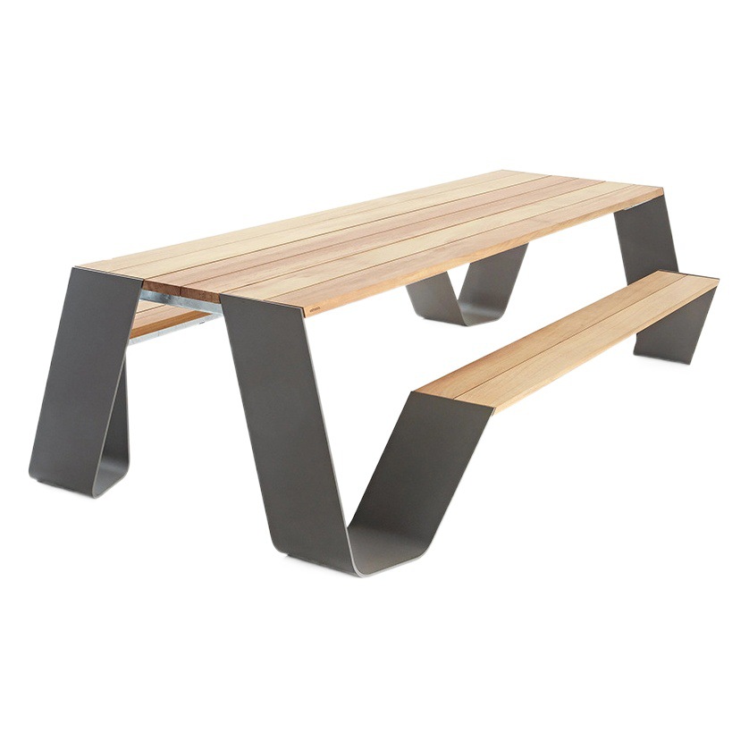 Conjunto de mesa y silla al aire libre de una pieza comedor café titular de la tarjeta pública Parque al aire libre de acero inoxidable ocio combinación muebles image 1