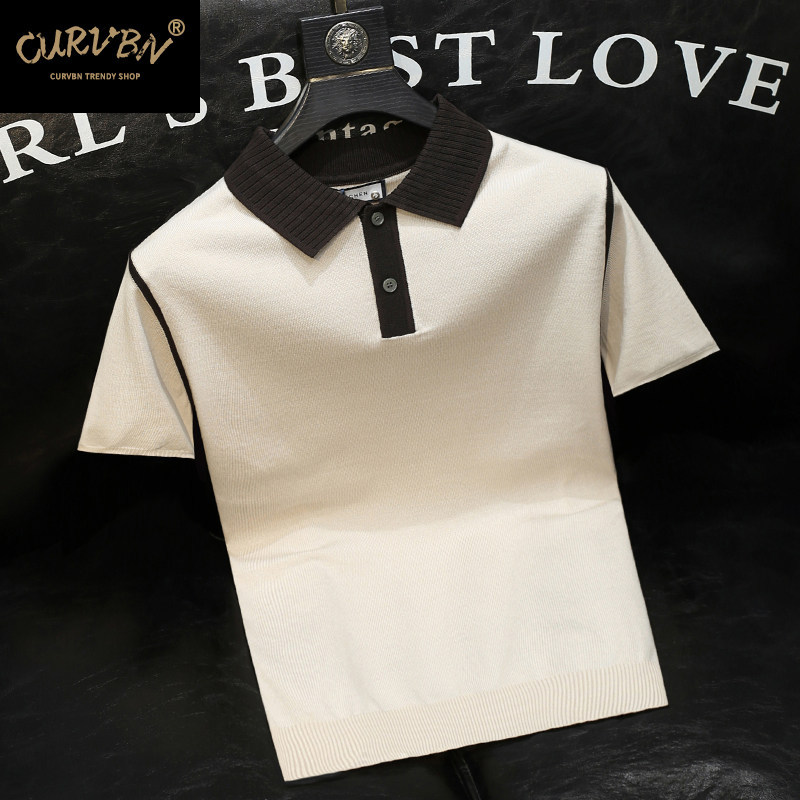 Polo camiseta de punto camiseta de manga corta camiseta de hombre paul línea tridimensional viejo qianfeng verano fábrica transfronteriza al por mayor