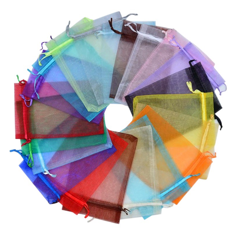 Color puro perla hilo malla bolsa cordón bolsa regalo caramelo bolsa cosmética bolsa de embalaje en stock al por mayor