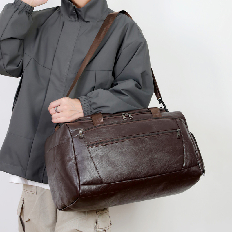 2025 otoño y invierno nuevo bolso de mano PU bolso de viaje multicapa para hombres separación seca y húmeda bolsa deportiva de fitness