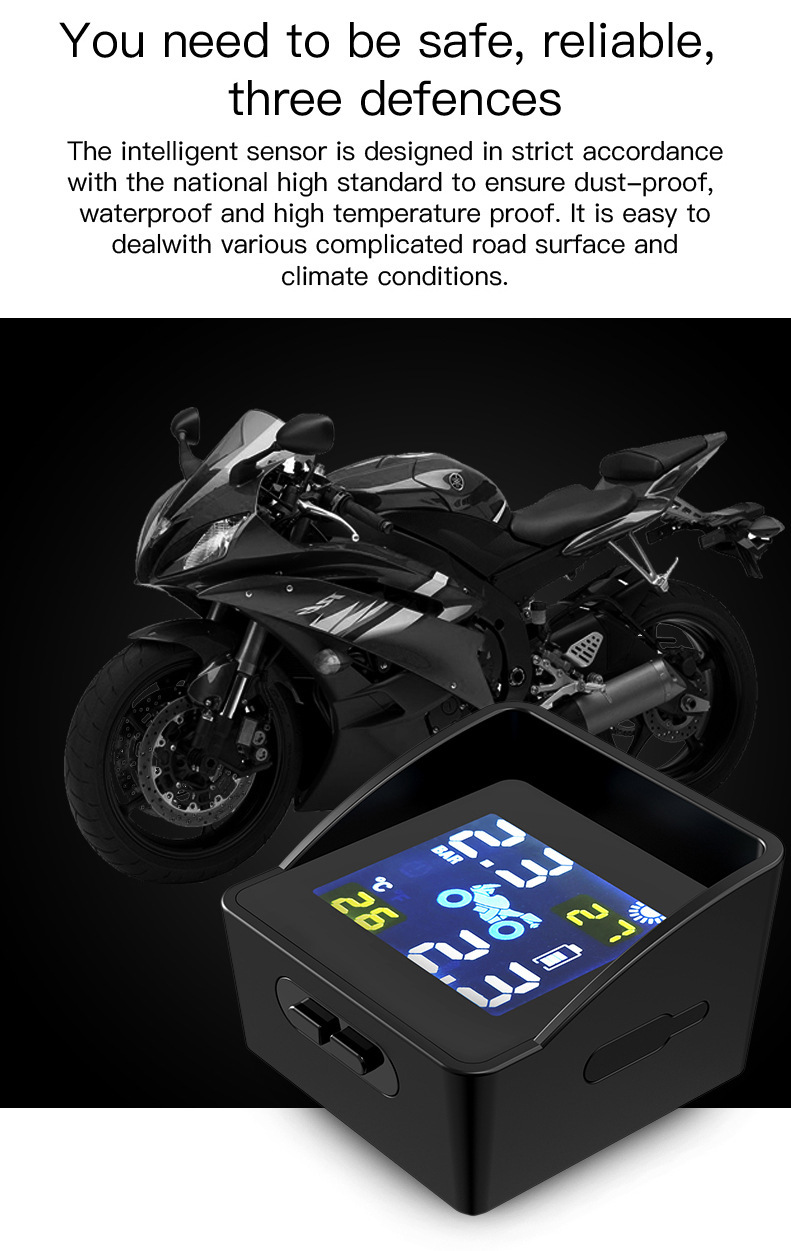 Cross-Border External Two-Wheel Motorcycle Wireless Tire Pressure Monitoring System Tpms High-Precision Tire Pressure Bluetooth with Screen Display