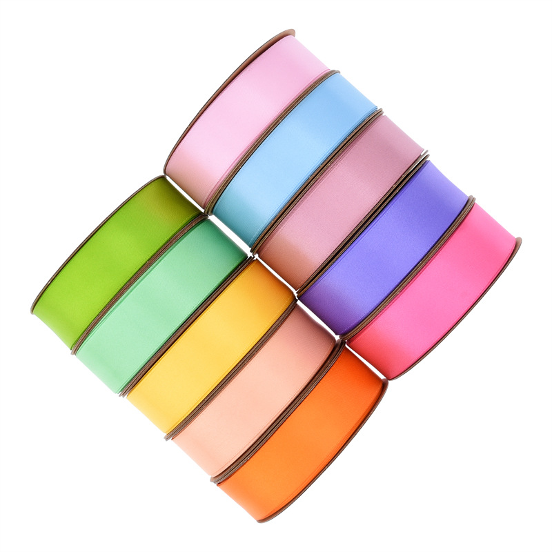 Transfronterizo 2.5 cinta de poliéster de cifrado doble cara cinta de seda mate vestido de boda decoración regalo de flores embalaje cinta forjada 25m