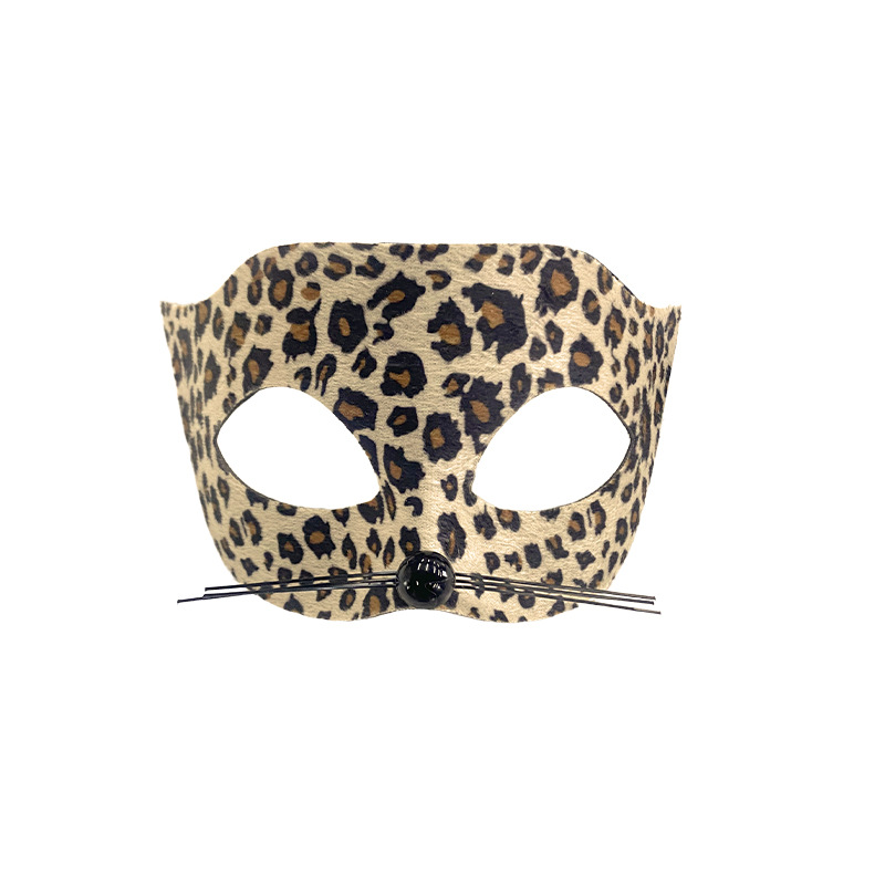 Amazon nueva máscara de Halloween rotty leopardo máscara de baile de máscaras mitad cara máscara de color sólido carnaval