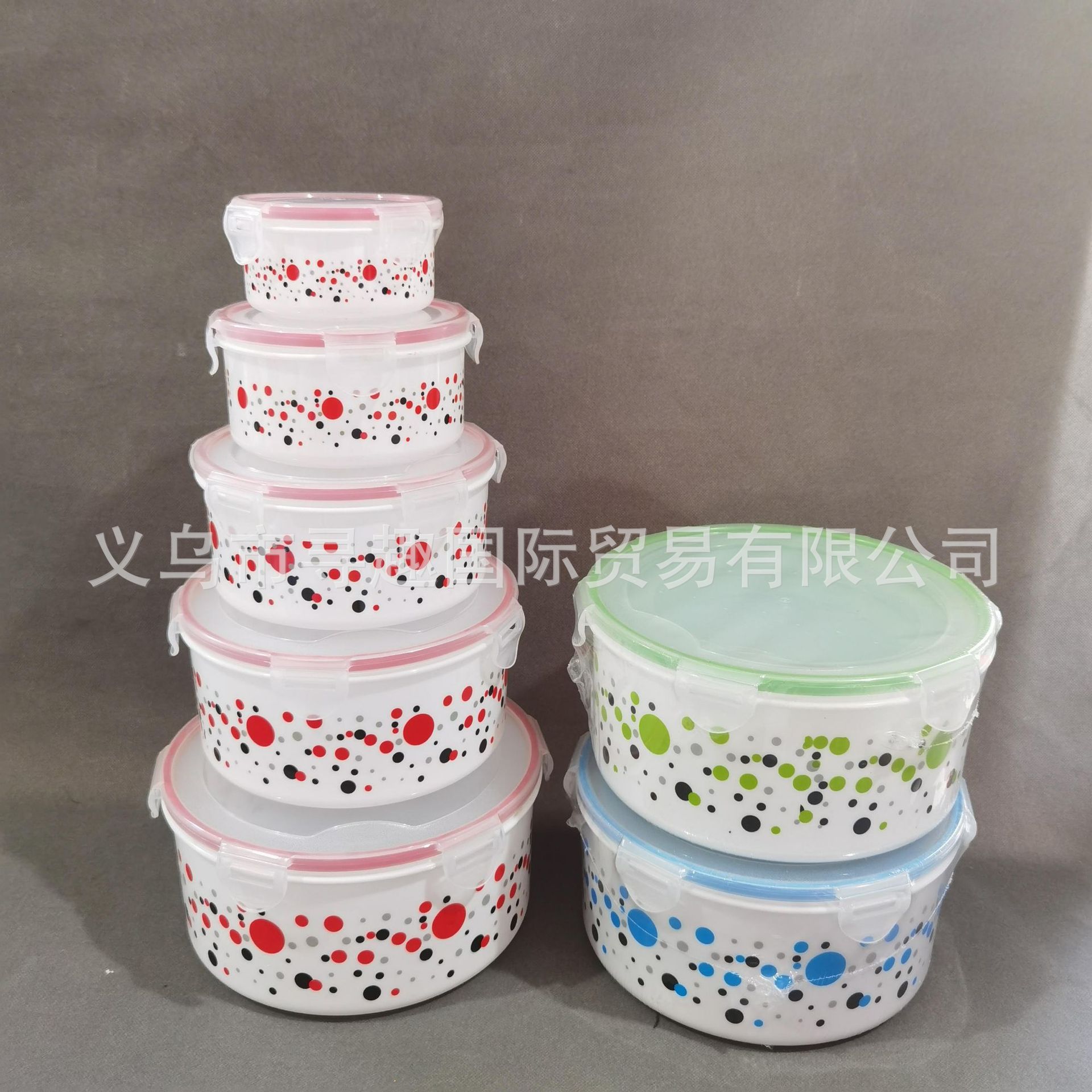 2878 caja de conservación fresca redonda de cinco piezas, caja de almacenamiento en refrigerador, lonchera desechable, lonchera para microondas