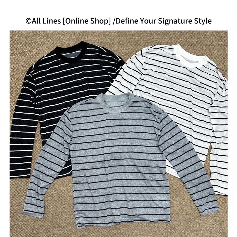 "Striped Sun Protection" Versatile and Relaxed Lyocell Lightweight High-End Long T-Shirt 3-0232026 New Sun Protection Model "Striped Sun Protection" Versatile and Relaxed Lyocell Lightweight High-End Long T-Shirt 3-0232026 New Sun Protection Model