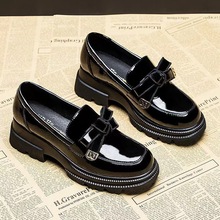 百搭乐福鞋女2024新款夏季松糕厚底英伦风小皮鞋一脚蹬jk爆款单鞋