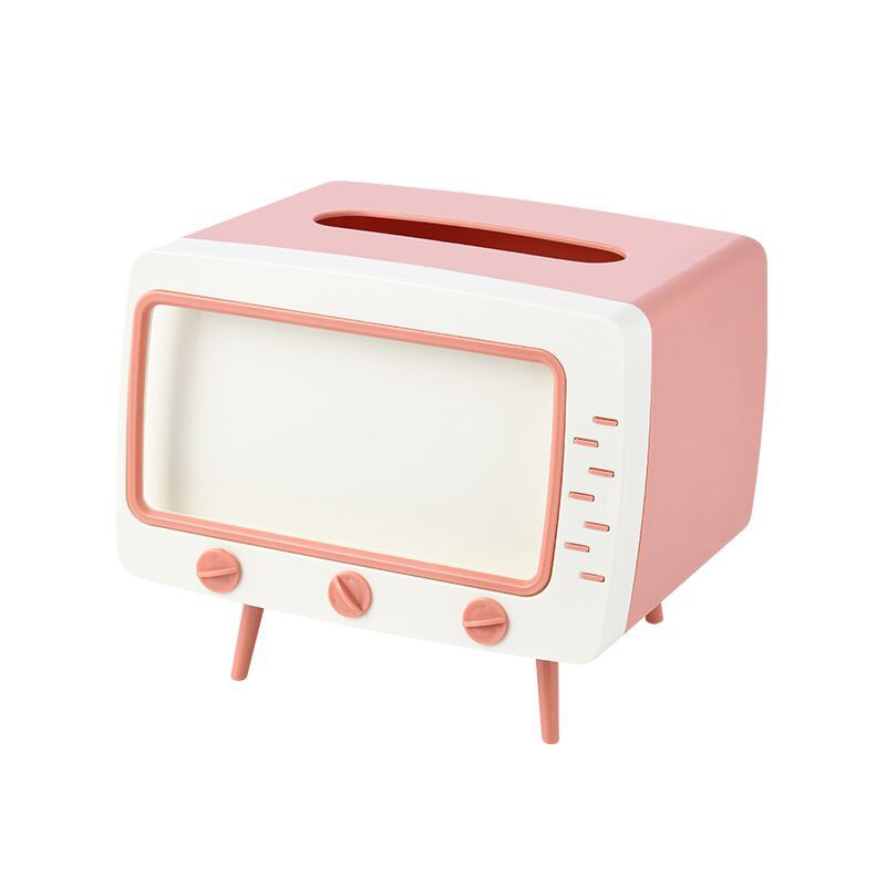 Caja de pañuelos para TV, soporte multifuncional para escritorio, soporte para ver el teléfono móvil, caja de almacenamiento de plástico para sala de estar