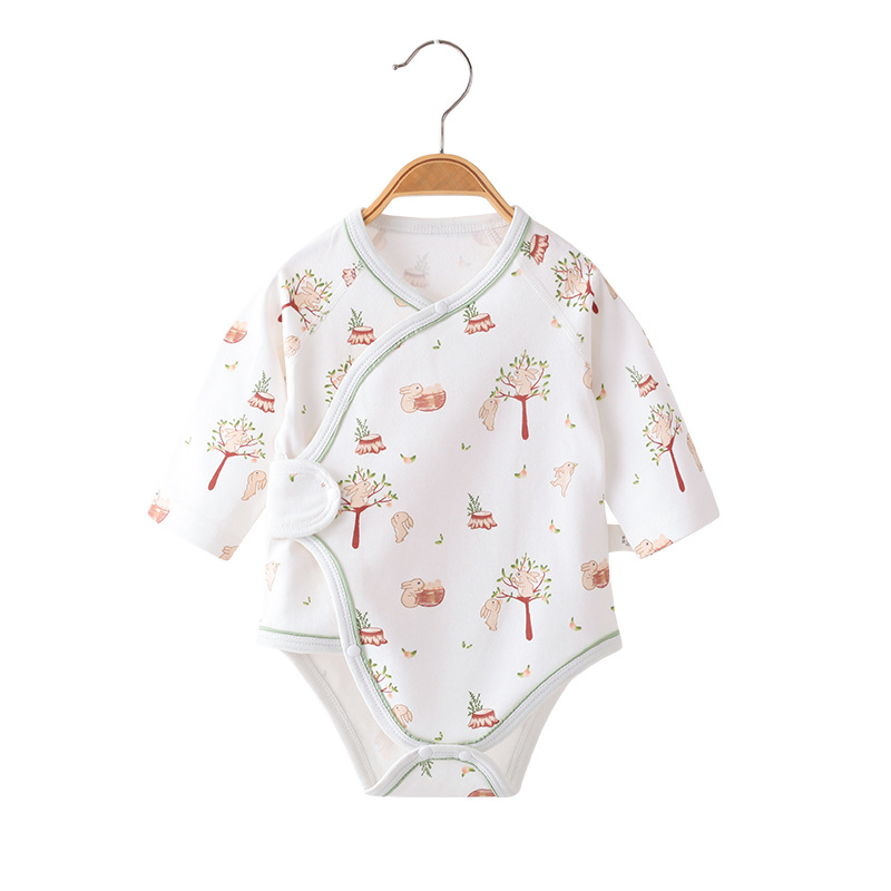 Newborn baby clothes spring and autumn jumpsuit baby cotton wool long sleeve wrap fart full moon suit triangle ha clothes spring clothes