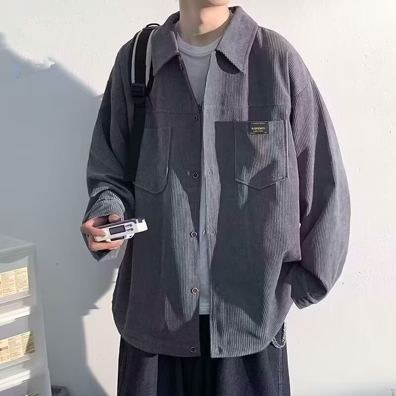Men's corduroy long-sleeve shirt jacket, high-street American casual style, trendy brand, affordable workwear jacket, export quality Men's corduroy long-sleeve shirt jacket, high-street American casual style, trendy brand, affordable workwear jacket, export quality