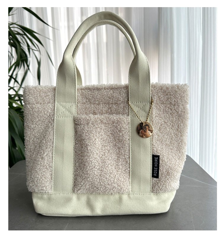 Teddy Velvet Handbag For Women Japan Lotte High-end Plush Bag Bento Bag Handbag Single Shoulder Diagonal Cross Women's Bag Handbag_voghion.com