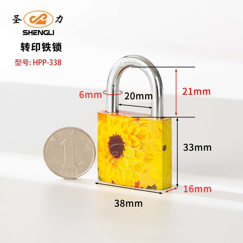 Factory direct heating transfer printing iron padlocks, door locks, printed locks, multi-color and multi-specification bags, arc-shaped color lock heads, wholesale padlocks, hardware locks pic 7
