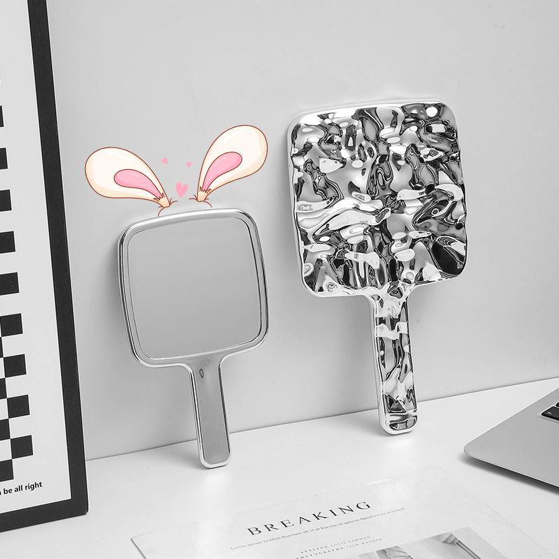 Espejo de maquillaje portátil, pequeño espejo de mango de viento, espejo de mano rojo portátil, espejo de maquillaje periférico avanzado