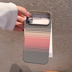 适用iPhone17promax手机壳撞色碳纤维苹果16半包凯夫拉纹磨砂硬套