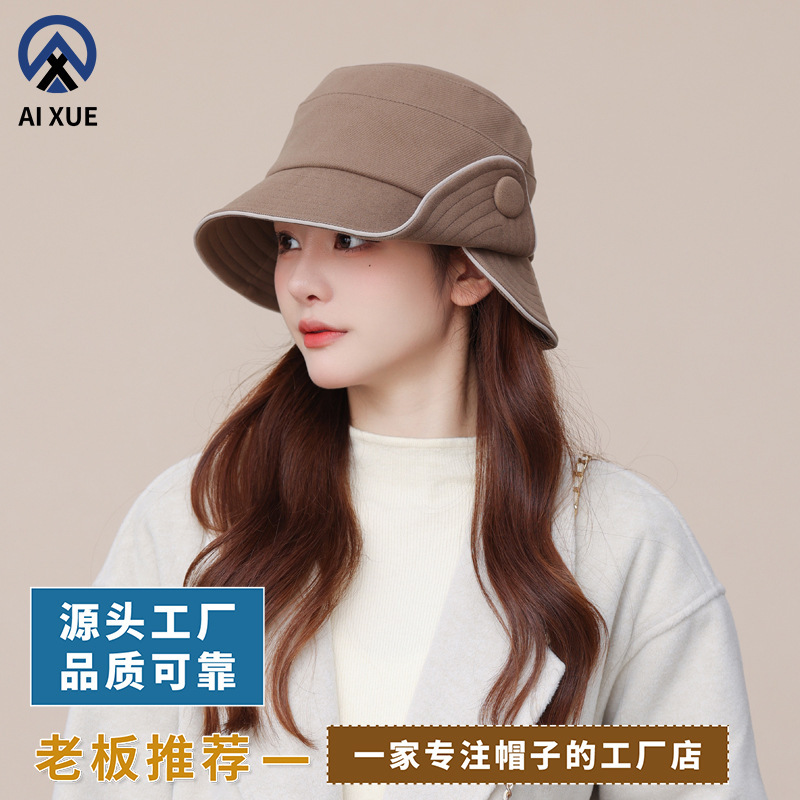 秋冬新款潮牌渔夫帽子女小众渔夫帽开叉檐设计感显脸小优雅盆帽子|undefined