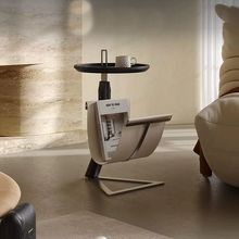 不锈钢意式马鞍皮角几客厅设计师创意沙发边几现代简约