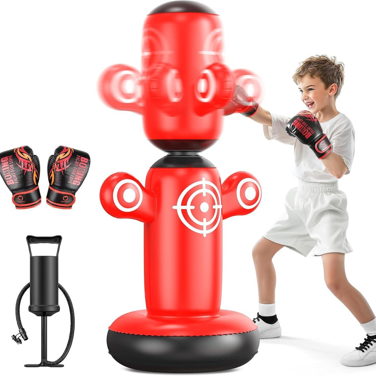 Foreign Trade Children's Boxing Punching Bag 360-Degree Rotating Inflatable Punching Column Kids' Taekwondo Fitness Equipment