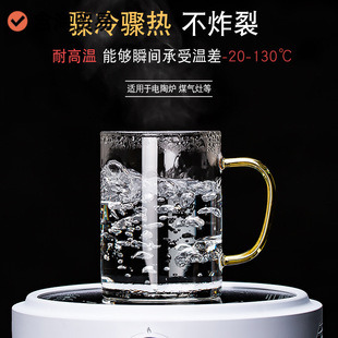 Household Glass with Handle, Heat-Resistant Milk Cup, Drinking Water Beer Cup, Household Living Room Tea Cup, Milk Tea Cup, Wangzhi