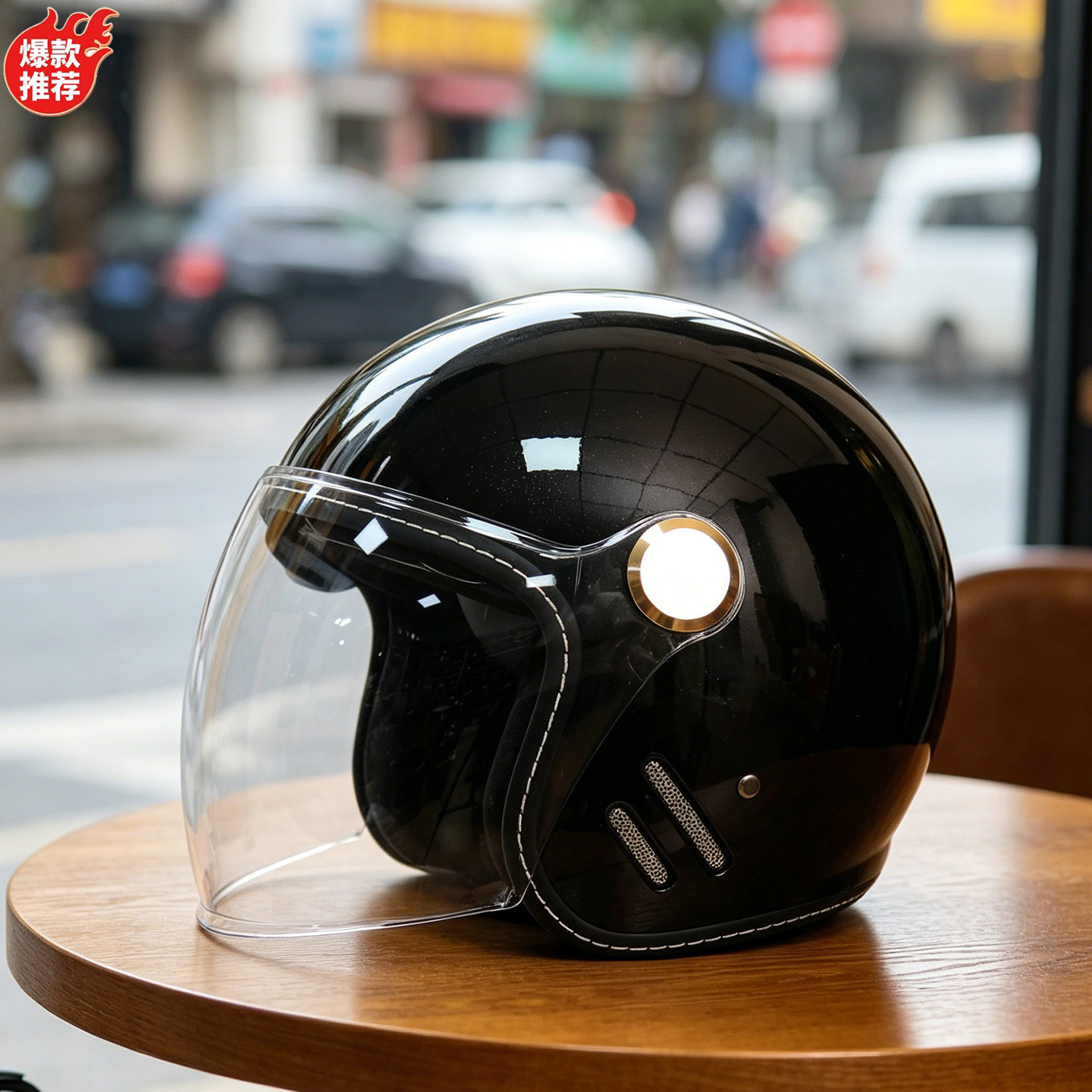 Dual-Lens Retro Helmet Motorcycle Electric Bike Helmet Three-Quarter Helmet Cruiser Motorcycle Scooter All-Season 3C Certification