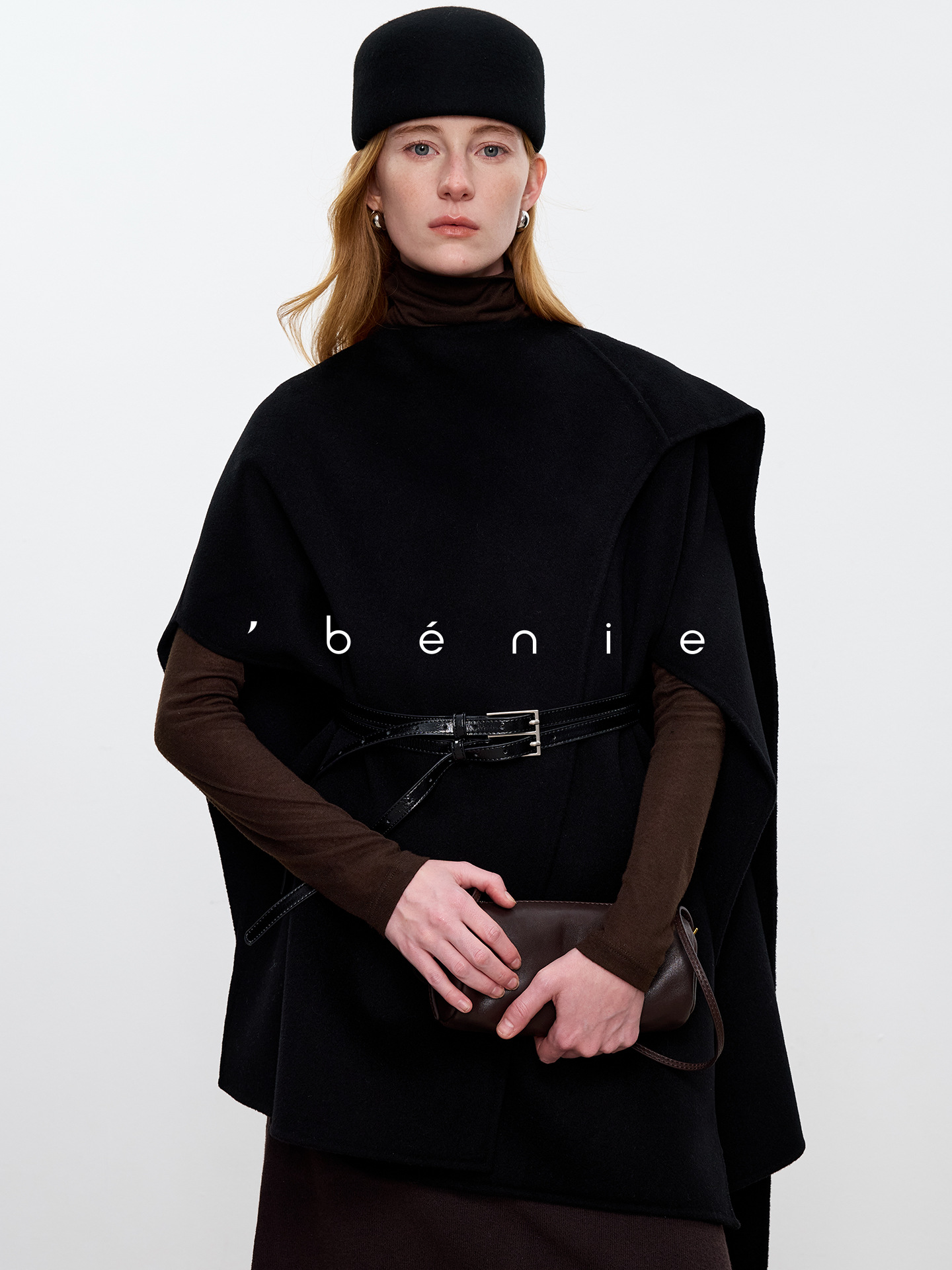 [Original] Double-Sided Wool Cape Shawl Woolen Coat for Women Autumn and Winter Top 100% Double-Sided Wool Cape