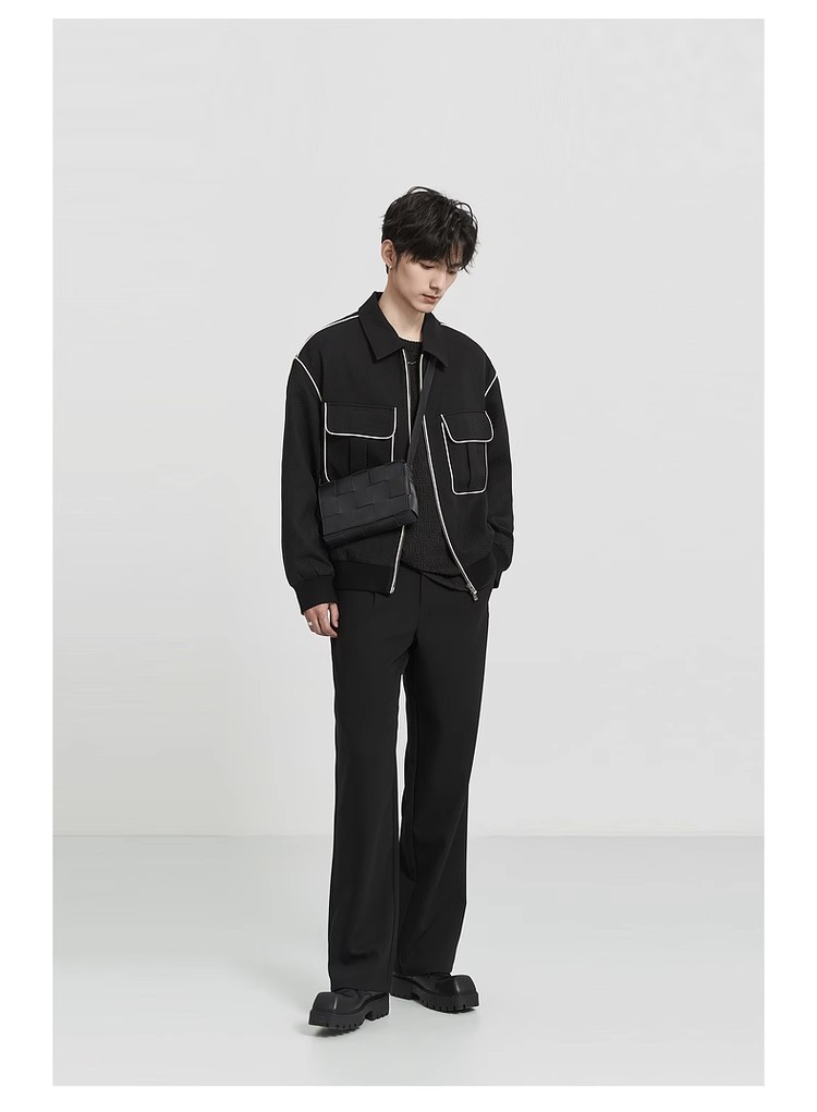 Modische Herrenjacke Mit Kontrastkante Und Revers Design_voghion.com