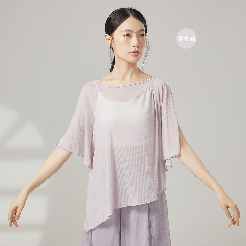古典舞练功服夏宽松纱衣仙气飘逸舞蹈服演出服练功服上衣|undefined