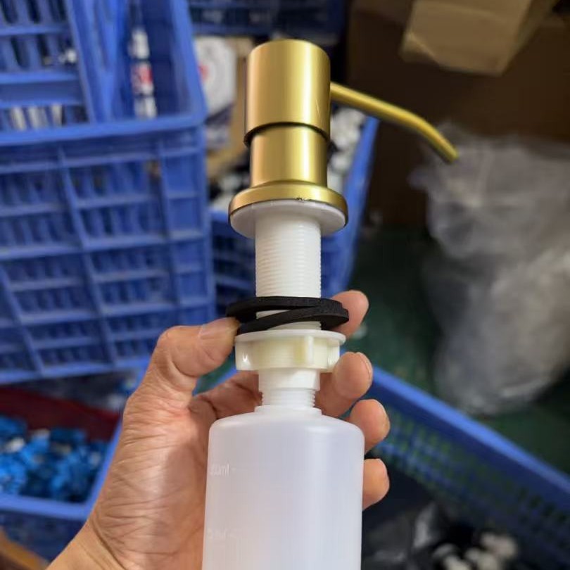 Dispensador de jabón de acero inoxidable 304 para fregadero de cocina, tubo de extensión de detergente tipo prensa, cabezal de cobre, 350ML