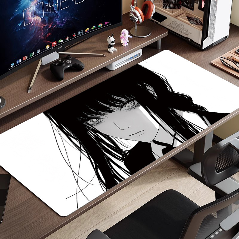 黒と白のアニメマウスパッド特大シンプルな二次元eスポーツボーイズコンピュータデスクパッド大型キーボードパッド|undefined
