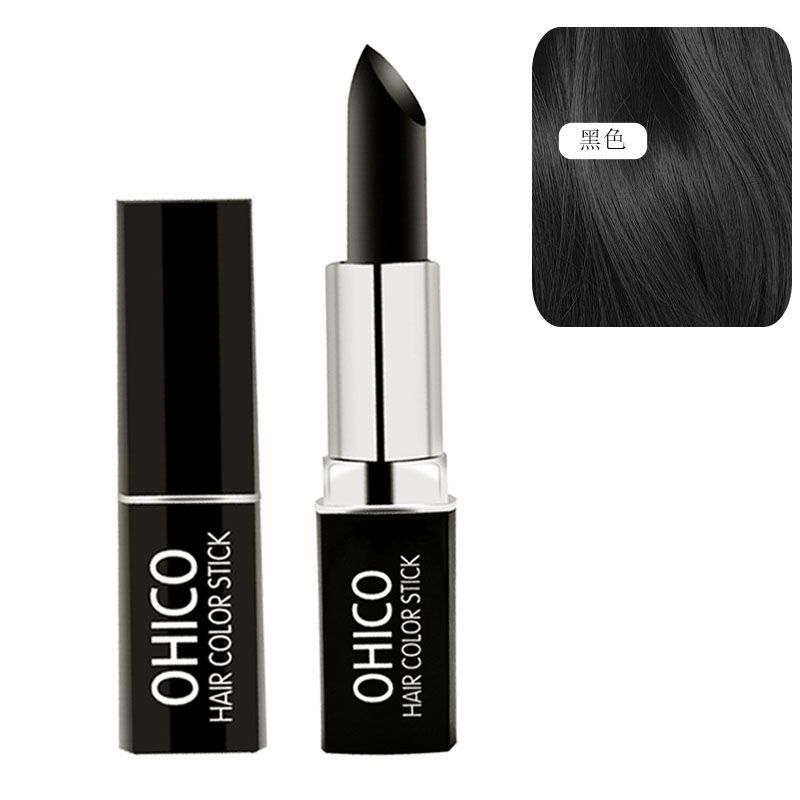 OHICO - Lápiz Delineador de Cabello Gris Desechable, Tinte para el Cabello a Base de Plantas, Crema para el Cabello Negro, Lápiz para el Cabello Negro, Sin Amoníaco, Seguro para Mujeres Embarazadas