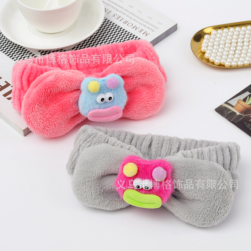 Corea del Sur de dibujos animados banda de pelo diadema para las niñas cara de lavado banda de pelo lindo oso de peluche cabeza estrella banda de pelo al por mayor