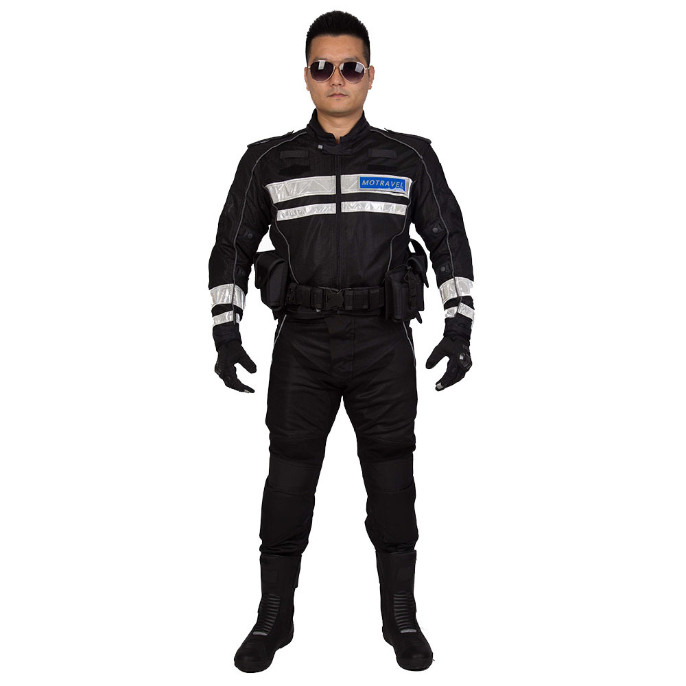 海萊芙MOTRAVEL深圳東莞特巡特勤鐵騎服摩托車賽車套裝反光服黑色