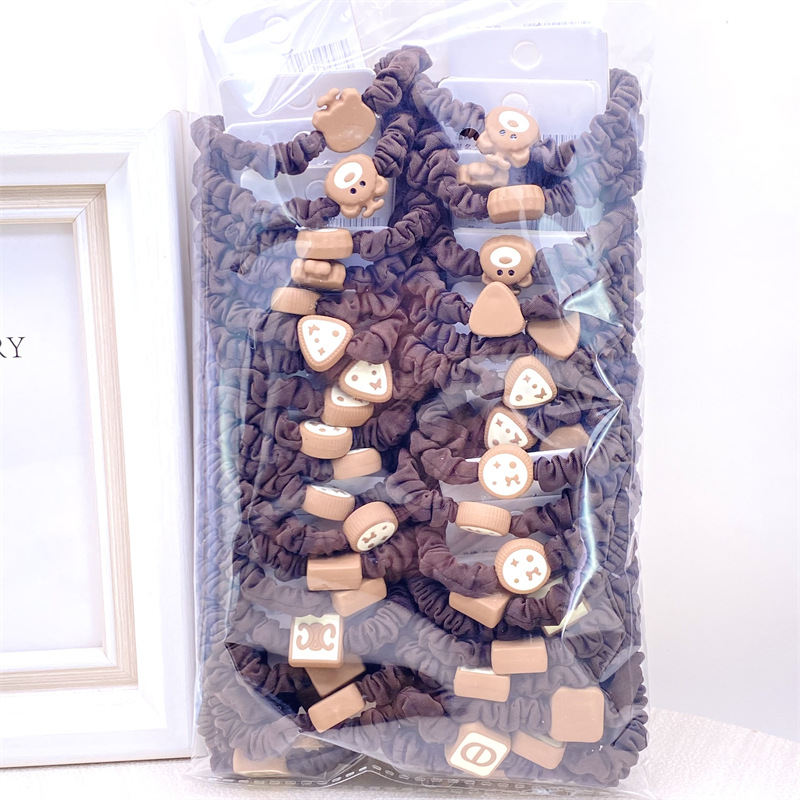 Internet celebridad Tarjeta de intestino delgado anillo de pelo malla floral artístico fresco retro francés dulce accesorios para el cabello anillo de intestino pequeño cuerda de pelo