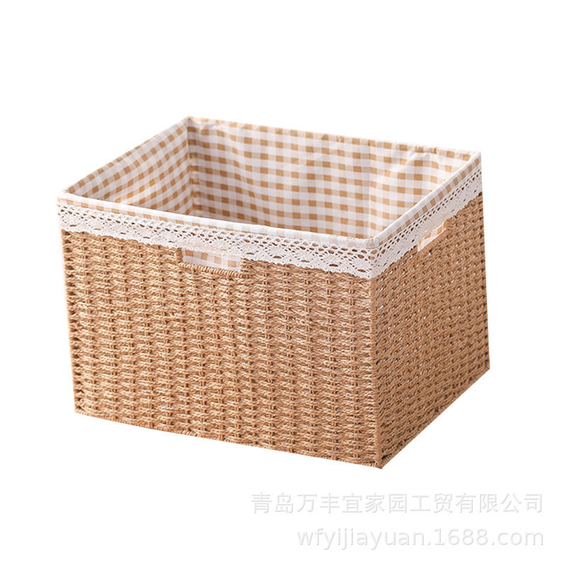 模造草蓋付き収納ボックス雑物衣類間食収納枠収納バスケット家庭用編み物収納玩具収納|undefined