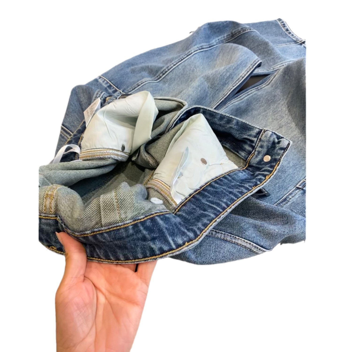 높은 허리 레트로 오래 씻은 낫 바지 넓은 다리 청바지 여성의 가을 슬리밍 코쿤 데님 캐주얼 바지