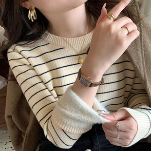 Breastfeeding Top Autumn and Winter Half High Collar fleece-lined Thickened Base Shirt Women's Knitted One-piece Cashmere Sweater Postpartum Breastfeeding Clothes