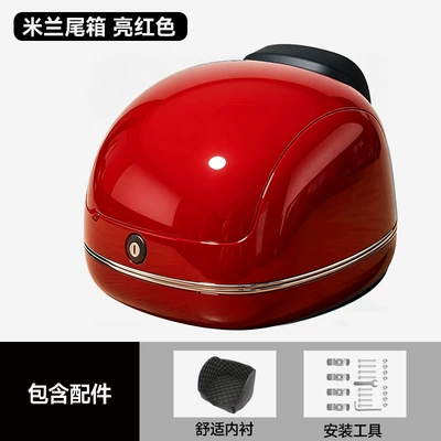 Motorcycle trunk – scooter rear storage box - milan-large-trunk-red-includes-lining-accessories
