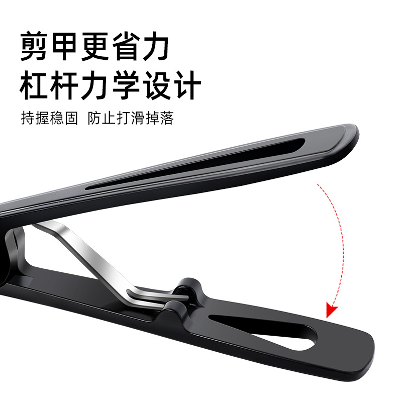 Cortaúñas de boca grande acero inoxidable negro cortaúñas de boca grande cortaúñas de gran tamaño cortaúñas de un solo paquete cortaúñas de boca grande en lotes de stock